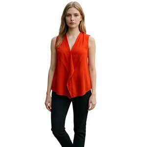 Aritzia Babaton Silk Blouse Red Size M Quiet Luxury Minimalist Sheer Career